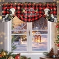 thumbnail image 6 of Merry Christmas Tie Up Valances Curtain, Xmas Cow S Red Black Buffalo Plaid Adjustable Rod Pocket Short Window Treatment Tie Up Curtains Valances for Kitchen Living Room Bathroom 54x18 In, 6 of 9
