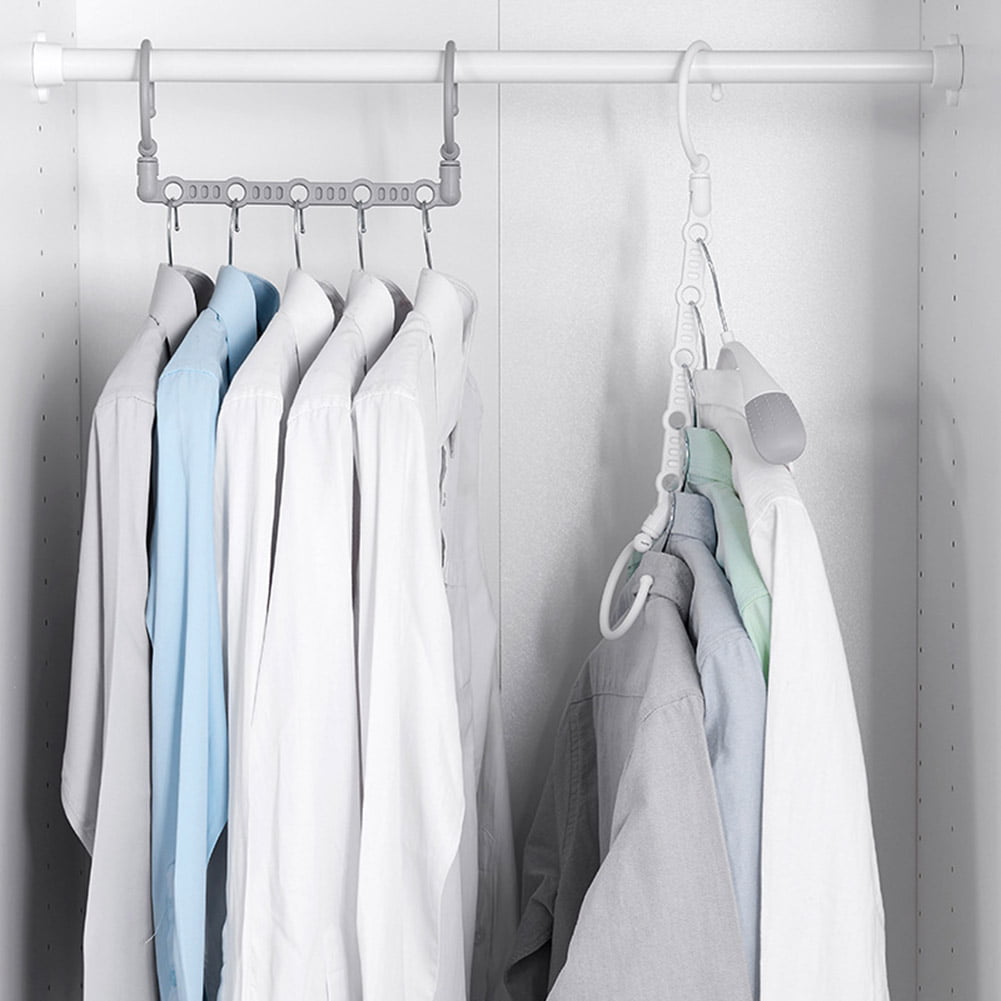 Details about   Space Saver Clothes Hanger Rack Plastic Clothing Closet Organizer Hook 