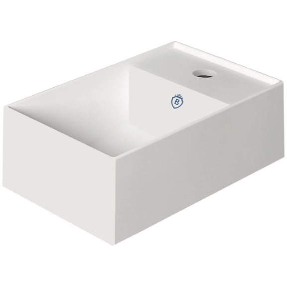 Britannia Rectangular Wall Mount Basin with Right Single Hole Drill Medium White