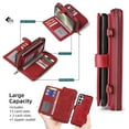 thumbnail image 3 of ShieldFlex Wallet Case Compatible with Samsung Galaxy S25 5G, 13-Card Holder Soft PU Leather Crossbody Wallet Zipper Pocket Magnetic Detachable Phone Cover Fit for Galaxy S25,Red (3 IN 1), 3 of 8