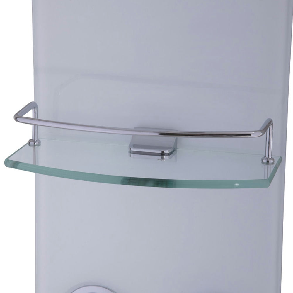 Finihen Shower Panel, Shower Panel Tower System, 55 Inch Tempered Glass Shower Panel with Massage Jets Hand Shower, Silver Finihen Shower Panel, Shower Panel Tower System, 55 Inch Tempered Glass Shower Panel with Massage Jets Hand Shower, Silver