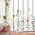 thumbnail image 3 of Floral Shower Curtain, Farmhouse Shower Curtains for Bathroom, Watercolor Floral and Butterflies Bathroom Decor Shower Curtain Waterproof Fabric Shower Curtain Set with Hooks 72x72 in, 3 of 6