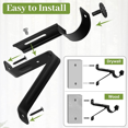 thumbnail image 4 of 4X Curtain Rod Bracket, Adjustable Heavy Duty Curtain Rod Holders, Black Curtain Rods Hooks Hangers for Wall Drapery Rod, 4 of 5