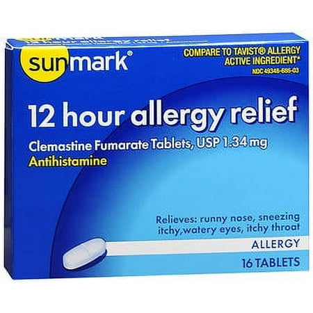 Sunmark 12 Hour Allergy Relief Antihistamine Tablets, 1.34 mg, 16 Count