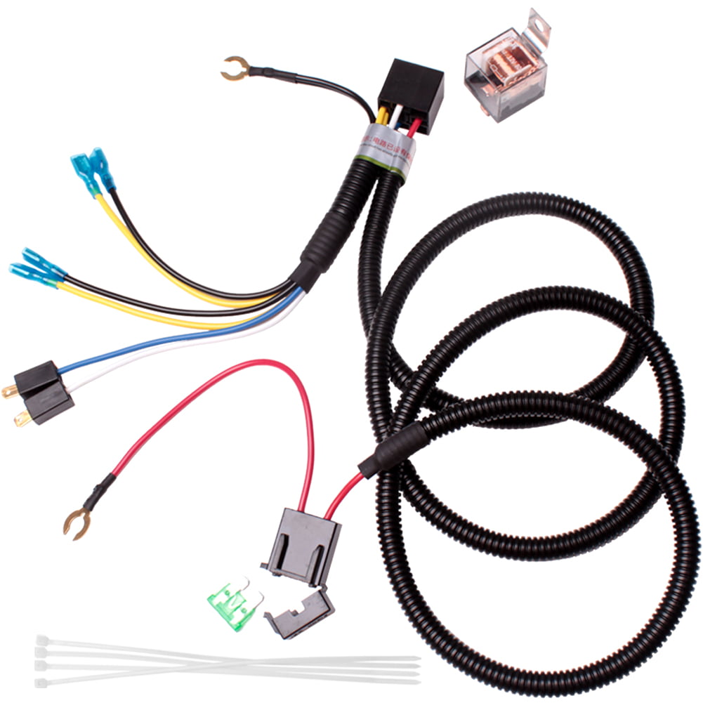 Blue horn with wire harness and button, 12v FARBIN Horn 12V Car Horns Loud Dual-Tone Waterproof Auto Horn Electric Snail Horn Kit with Relay Harness and Switch Button,Universal for Any 12V Vehicles 