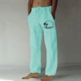 thumbnail image 2 of Aimik Hanes Men's Cotton Linen Pants Casual Elastic Waist Drawstring Pants Straight Leg Yoga Pants Lightweight Summer Beach Pants-Mint Green XXL, 2 of 4