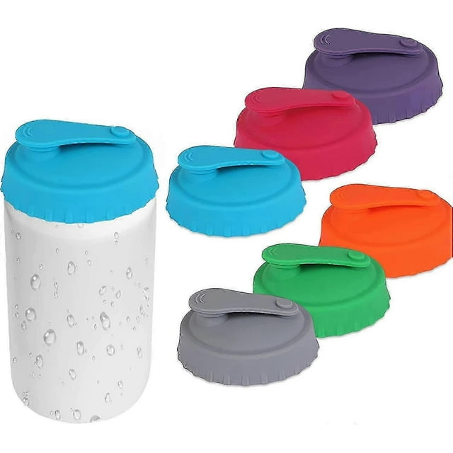 6 Pack Silicone Can Lids - Reusable Pop Can Lids for Standard Size Cans Soda, Silicone Can Tops For Soda/Beer/Juice