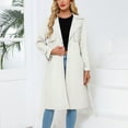 thumbnail image 5 of SWSMCLT Women's Vegan Leather Trench Coat Fall Single Breasted Outerwear Winter Slim Fit Long Coats Fashion Thick Knee Length Jackets Soft Beige 8-10, 5 of 5