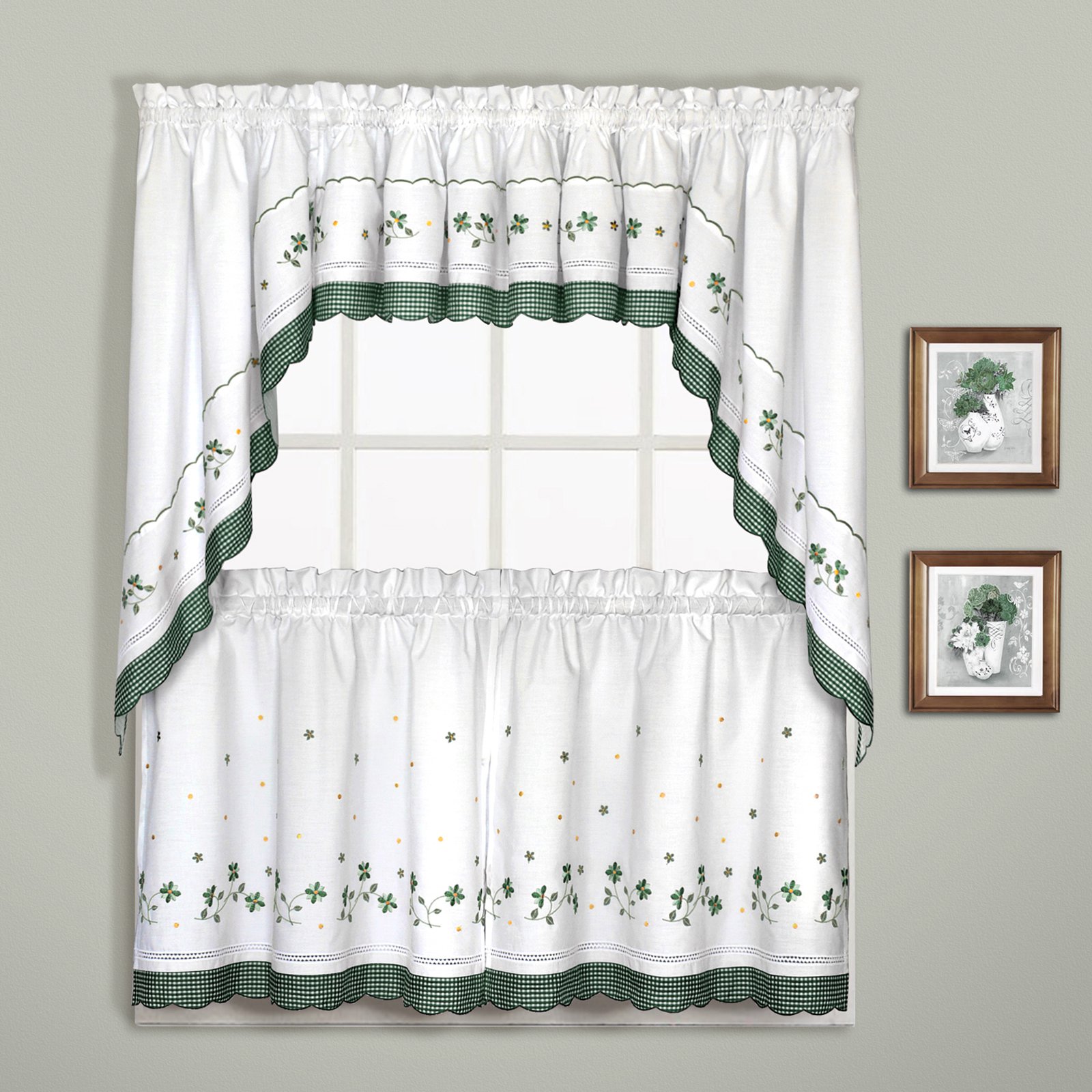GINGHAM 60" X 14" WINDOW CURTAIN VALANCE GREEN