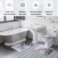 thumbnail image 6 of Pink Flower Bathroom Rugs Set Spring Beautiful Floral Leaf Plant White Wall Non Slip Absorbent Soft Bath Mats 3 Piece Set with Bathroom Rug, U-Shaped Floor Mat, Toilet Seat Cover Small Size, 6 of 9