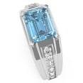 thumbnail image 3 of Men's Blue Topaz Diamond Channel Ring In Solid 14k White Gold, 3 of 6