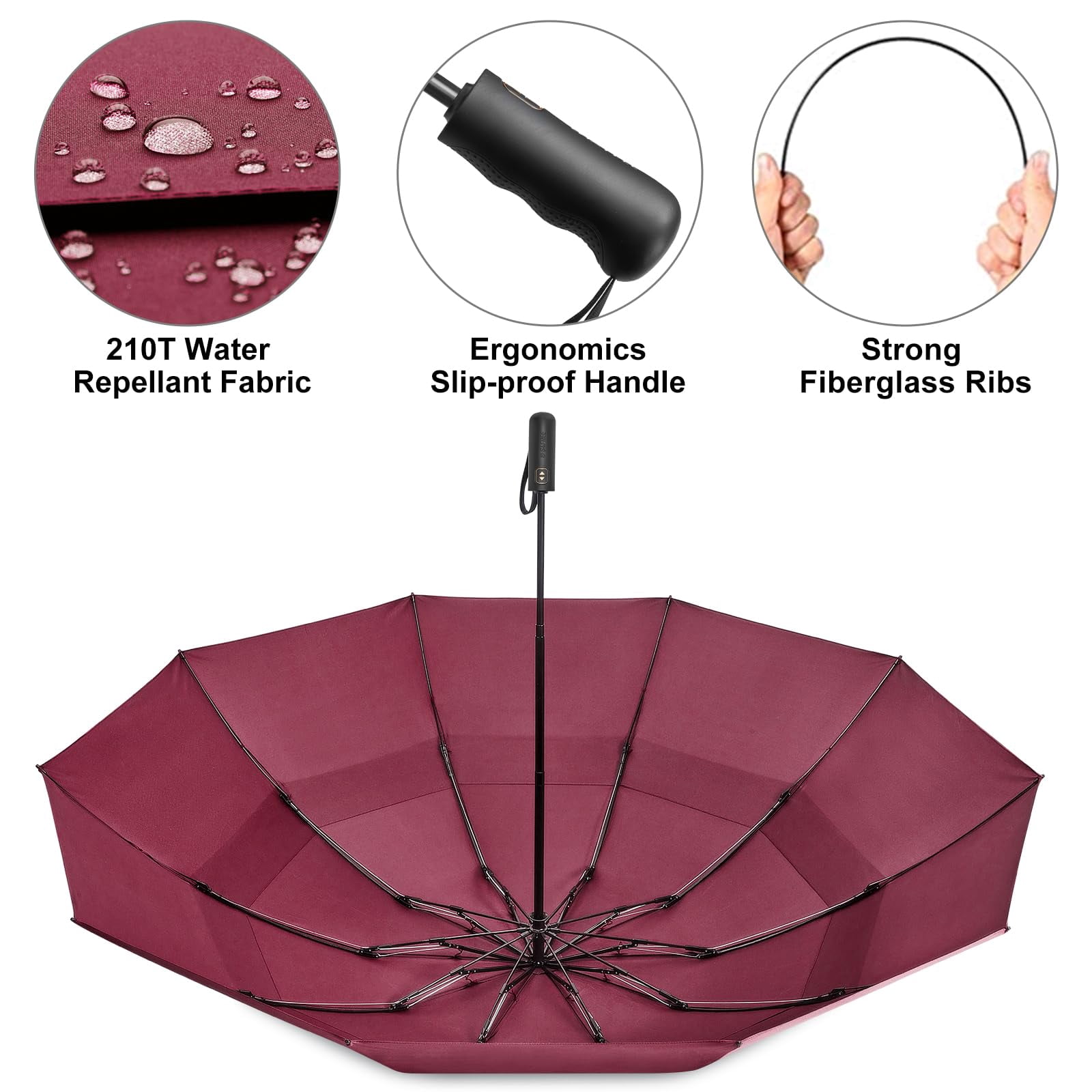 G4Free 42/46/54/62 Inch Large Golf Umbrella Compact Reverse Travel Umbrella 10 Ribs Windproof for Rain Double Canopy Automatic Open Close