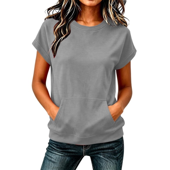 AcaicsNo Boundaries Women's Summer Sweatshirt Casual Short-Sleeve Top with Pockets