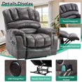 thumbnail image 3 of VIVIJASON Large Dual OKIN Motor Lay Flat Sleeper Lift Recliner Chair with Heat & Massage for Elderly, Infinite Position Electric Power Recliner with 2 Remote Controls, Side Pockets & USB Ports, Gray, 3 of 7