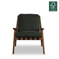 thumbnail image 4 of Grain Wood Furniture Solid Wood Mid Century Lounge Chair with Moss Green Cushions, 4 of 6