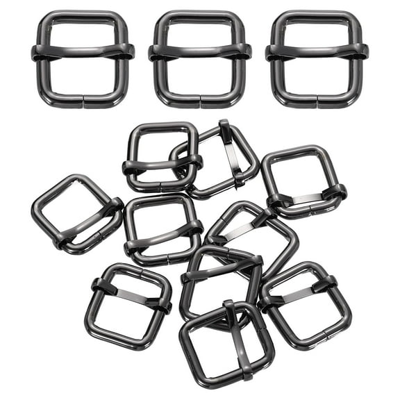 32Pack Roller Buckle, 5/8"(15mm)Tri-Glides Slide Buckles, Metallic Black, 27mm