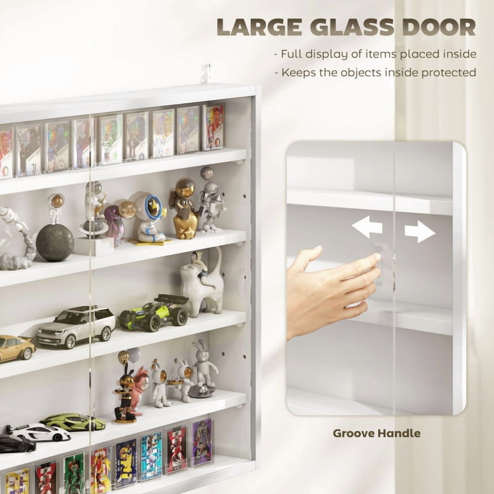 Alvantor 5-Tier Wall Display Storage Cabinet with Glass Doors & 4 Adjustable Shelves 23.6"x31.5" White