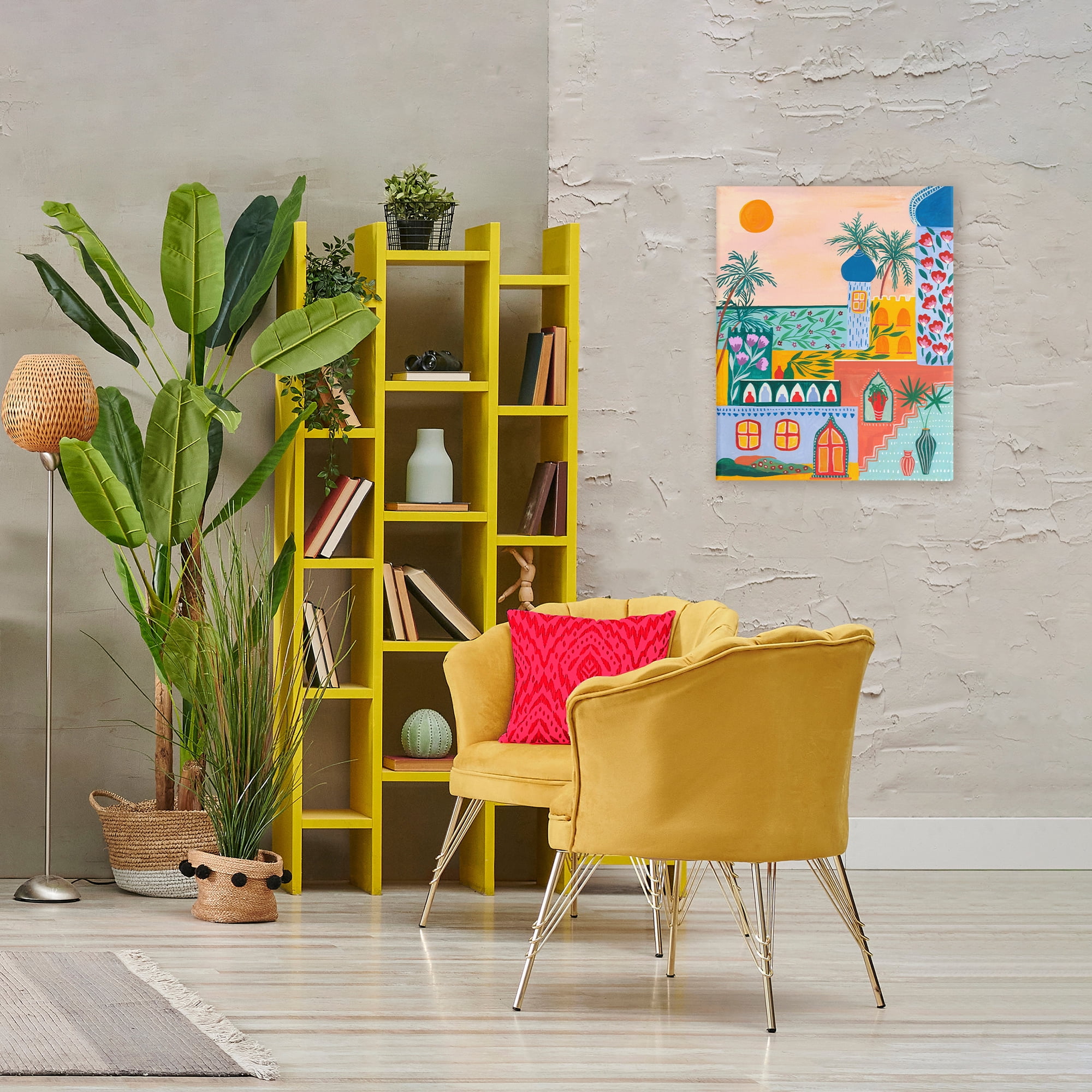 Egyptian City Architecture Canvas Wall Art, design by Nabeela Rumi