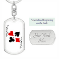 thumbnail image 2 of Black Joker Gambler Stainless Steel or 18k Gold Premium Swivel Dog Tag Keychain, 2 of 16