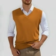 thumbnail image 2 of JTieacloth Men's Sweater Vests Sweater Vest Men's Sleeveless Knitted Vest V Neck Knitted Vest Spring Plain Sleeveless Knitted For Men(Orange), 2 of 5