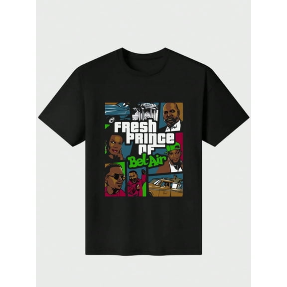 Payeah Fresh PRINCE F Bel Air Casual Digital Print 220g Pure Heavy 100% Cotton T Shirt 100% Cotton