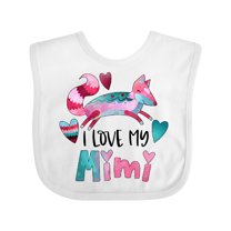 Inktastic I Love My Mimi Pink and Blue Fox with Hearts Boys or Girls Baby Bib