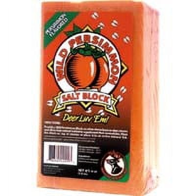EVOLVED HABITATS Buck Lickers Wild Persimmon Flavored Salt Block 4 Lbs Mineral Deer Attractant - Ready & Easy to Use Time-Release All Year-Round Food Supplement for Deer, Elk & Moose