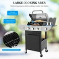 thumbnail image 6 of 3 Burner Propane Gas Grill with Side Burner, Outdoor 37,150 BTU Stainless Steel Barbecue Grill with Lid, Wheels, Shelves and Thermometer for Camping, Outdoor Cooking, 6 of 11