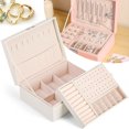 thumbnail image 5 of Muyoka Caja de almacenamiento de joyería portátil de dos capas anillo pendiente collar organizador caja organizador de joyería almacenamiento para anillos pendientes collar pulseras Muyoka Hogar, 5 of 5