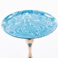 thumbnail image 4 of Unique End Coffee Table, Mermaid Tail Round Side Table with Metal Pedestal, Minimalist Accent Table for Small Spaces, Living Room (Blue), 4 of 9