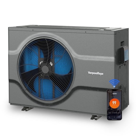 Inverter 65000 BTU Electric Pool Heat Pump for Inground Pool Heater Above Ground 220V 21000 Gallon Heating or Cooling WiFi Control Schedule