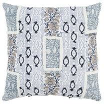 Rizzy Pillow Printed Blue 12"x12"x2"