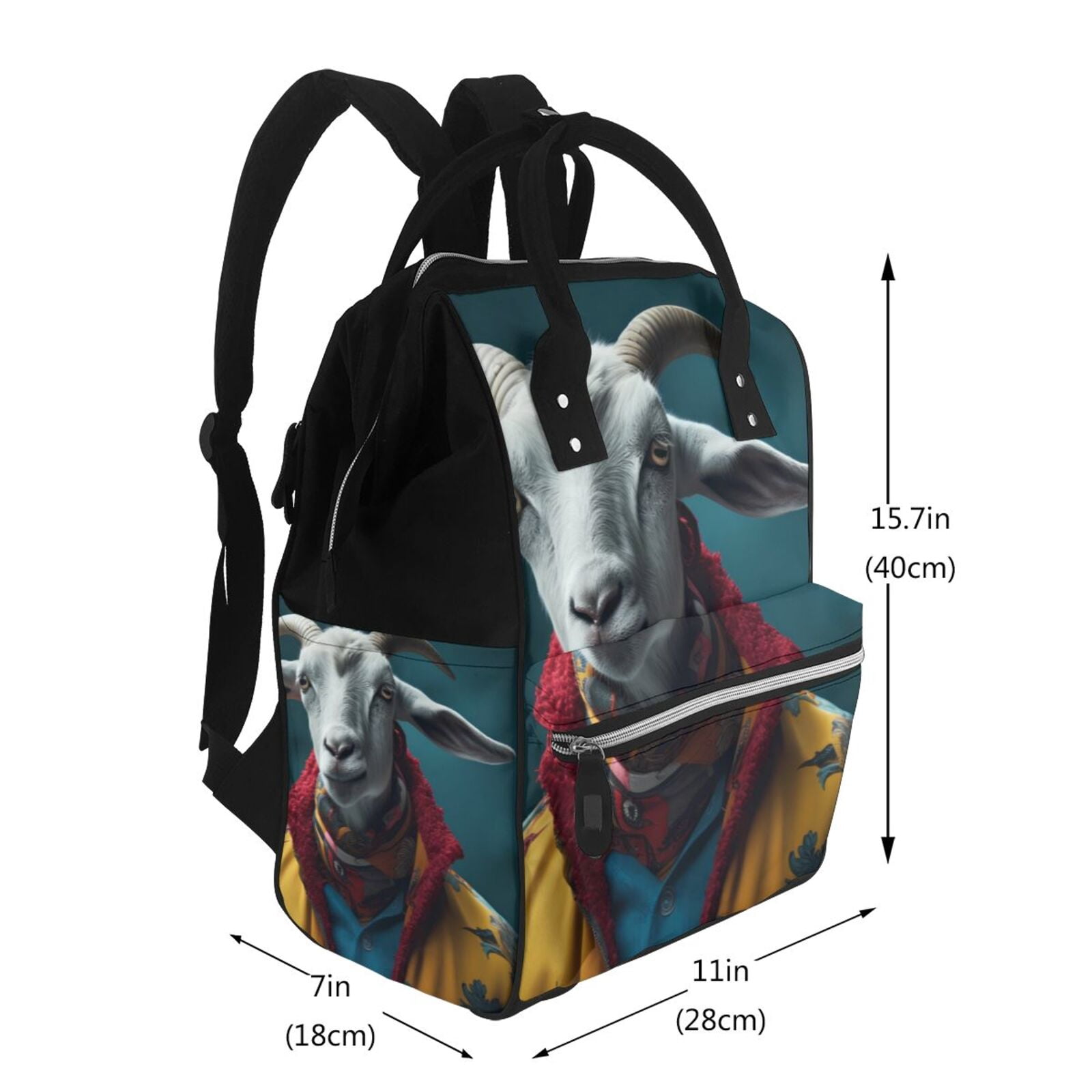 Fuzoiu Surrealist Goat Print Diaper Bag Backpack,Baby Essentials Travel Tote,Multi function Waterproof Diaper Bag, Travel Essentials Baby Bag - Unisex