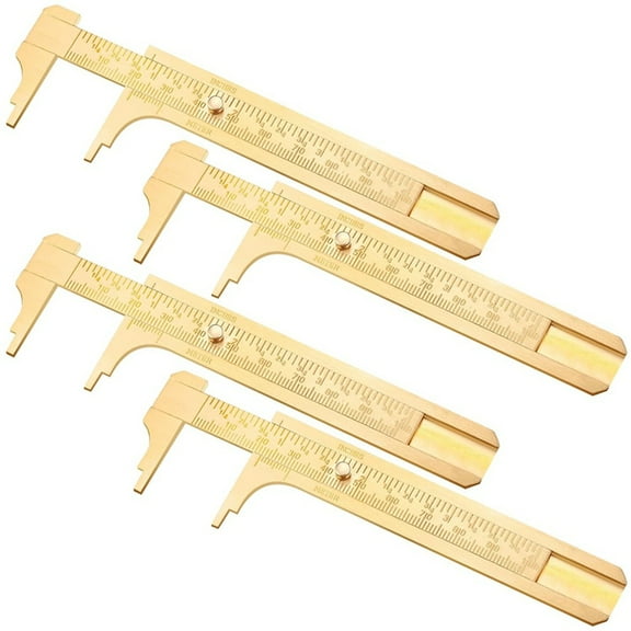4 Pieces Vernier Calipers Pocket Calipers Measuring Dual Scale Sliding Gauge Metal Pocket Ruler for Jewelry Measuring