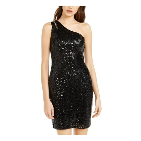 Teeze Me Womens Juniors Sequined Mini Cocktail and Party Dress Black 7/8