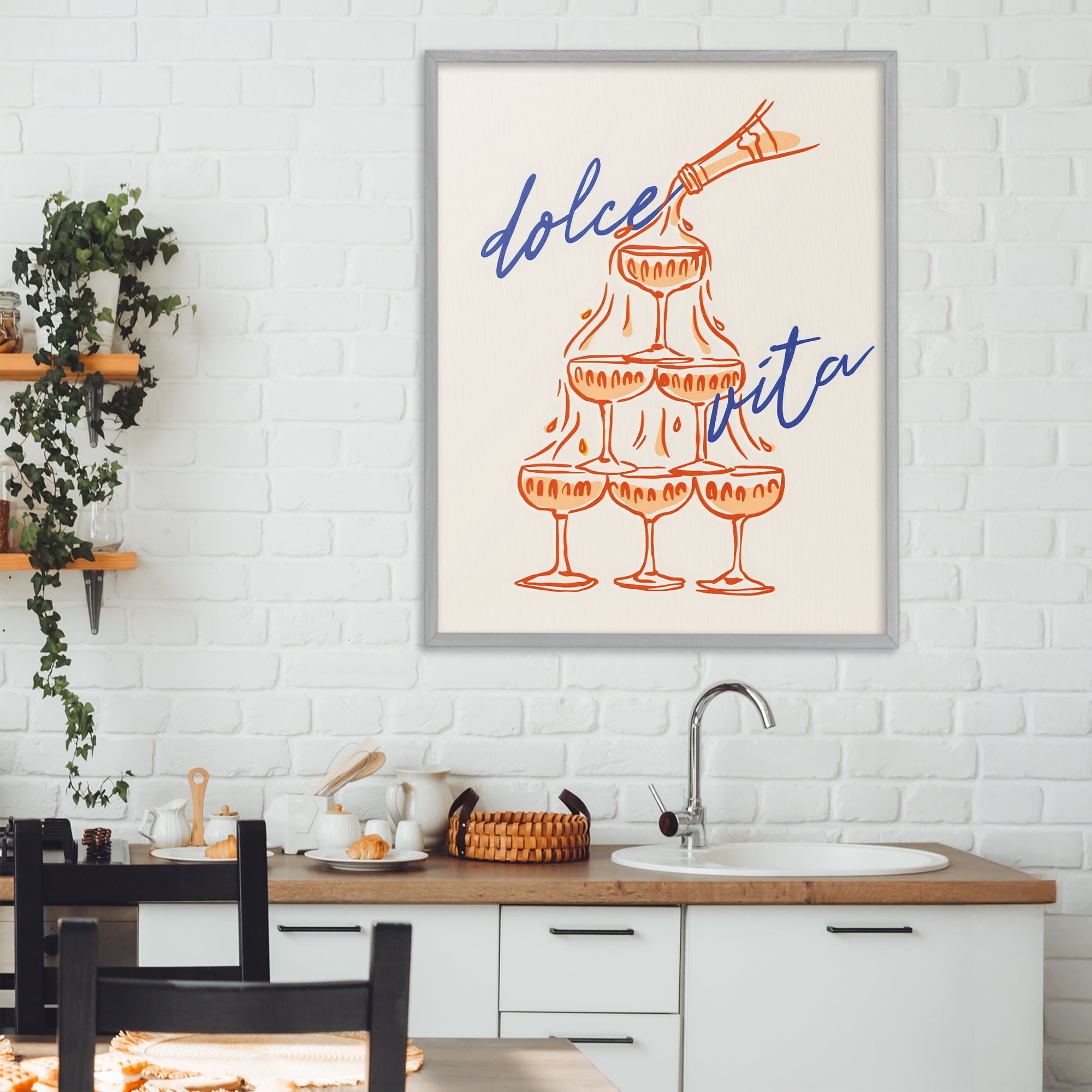 Stupell Industries Dolce Vita Champagne Tower Gray Framed Giclee Art, design by The Prints Vibe