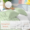 thumbnail image 2 of 3 Piece Sage Green Duvet Cover Set Queen Size,Microfiber Comforter/Quilt Cover with Corner Ties and 2 Pillowcases,Grid Checkered Plaid Gingham Lattice Trellis All Season Bedding with Zipper Closure, 2 of 8