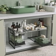 thumbnail image 1 of Organizador Bajo Fregadero, Estante de Cocina Expandible de 2 Niveles con 2 cestas metálicas, 1 Organizador de Tapas de Ollas 7 Compartimentos Ajustables, Adecuado para cocinas, An 69.3-81 cm, 1 of 15