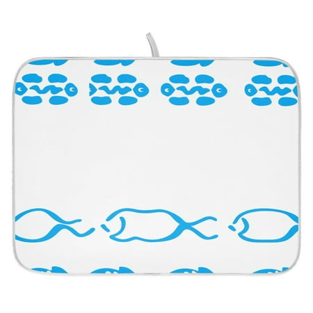 

Minimalist Blue Fish Design Dish Drying Mat for Kitchen Quick Drying Absorbent Soft Durable 18 x 24