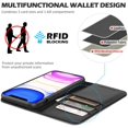 thumbnail image 3 of iPhone 11 Pro Max Étui, Cuir Véritable iPhone 11 Pro Max Étui Portefeuille Auto Sommeil Réveil RFID Protecteur, 3 of 5