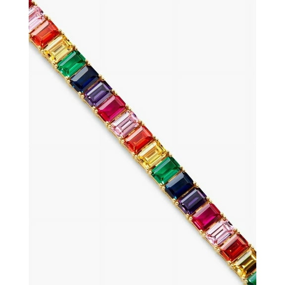 925 Silver Created Lab Rainbow Sapphire Bracelet,14k Gold Plated Tennis Bracelet,Bridal Jewelry,Bridesmaid Bracelet,Ombre Bracelet,Gift For
