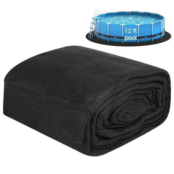 12 ft Pool Liner Pad, Round Above Ground Pool Mat, Non-Slip Black Felt Pool Guard, Puncture Resistant Pool Liner Shield, Extend Liner's Life