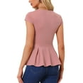thumbnail image 3 of INSPIRE CHIC Women's Peplum Tops Cap Sleeve Round Neck Solid Color Blouses XS Dusty Pink, 3 of 6
