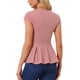 thumbnail image 3 of Inspire Chic Conjunto Blusas de Mujer Peplum con Mangas Cortas Cuello Redondo Color Sólido L Rosa Polvoriento, 3 of 6