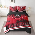 thumbnail image 2 of Castle Fairy Children Teens Sport Baseball Bedding Comforter Set 7 Pieces,Ball Gamer Full Bedding Set Lightweight,Black Red Fitted Sheet Flat Sheet,Microfiber Bedroom Decor,Reversible, 2 of 8