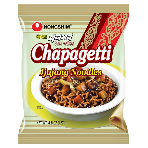 Nongshim Chapagetti Savory Chajang Black Bean Sauce Ramyun Ramen Noodle Dish Pack, 4.5oz X 16 Count