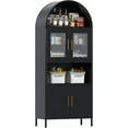 thumbnail image 7 of 72.8" H Metal Arched Cabinet with 2 Glass Door and 2 Metal Door,Modern Arched Bookshelf with Shelves, Display Cabinet for Office,Kitchen, Pantry, Dining Room, Assembly Required,Black, 7 of 7