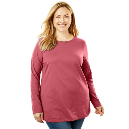 Woman Within Plus Size Petite Perfect Crewneck Long Sleeve (Best Clothing Brands For Petites)