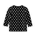 thumbnail image 4 of Efsteb Children's Kids Girls 3/4 Sleeve Shirts Summer Cute Polka Dots Print Casual Round Neck Three-quarter Sleeve Tops Comfy Loose Tee Shirt(Black,4-5 Years ), 4 of 5