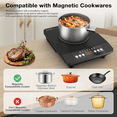 thumbnail image 3 of Single Burner Induction Cooktop,1800W Portable Induction Cooktop,110V Hot Plate with LCD Sensor Touch, 7 Temp Levels up to 518°F, ty Lock, 4-Hour Timer, 9 Heat-Resistant Cooking, 3 of 6